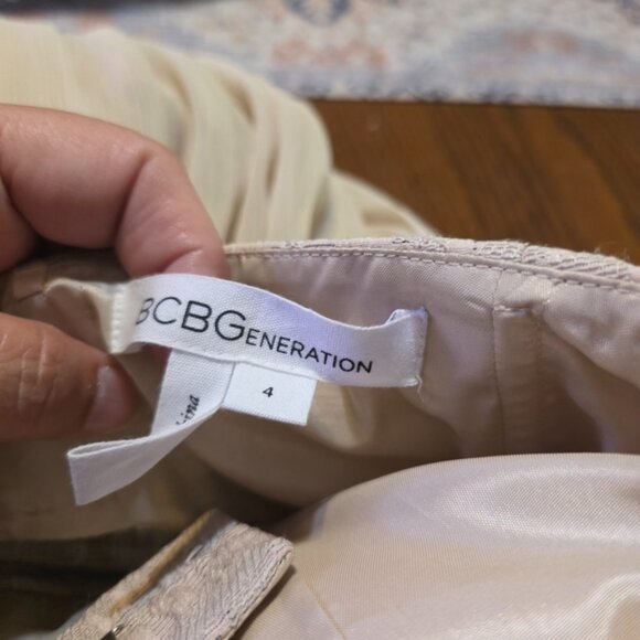 BCBG Generation Strapless Bustier Chiffon Dress Ecru Size 4 - Picture 10 of 13